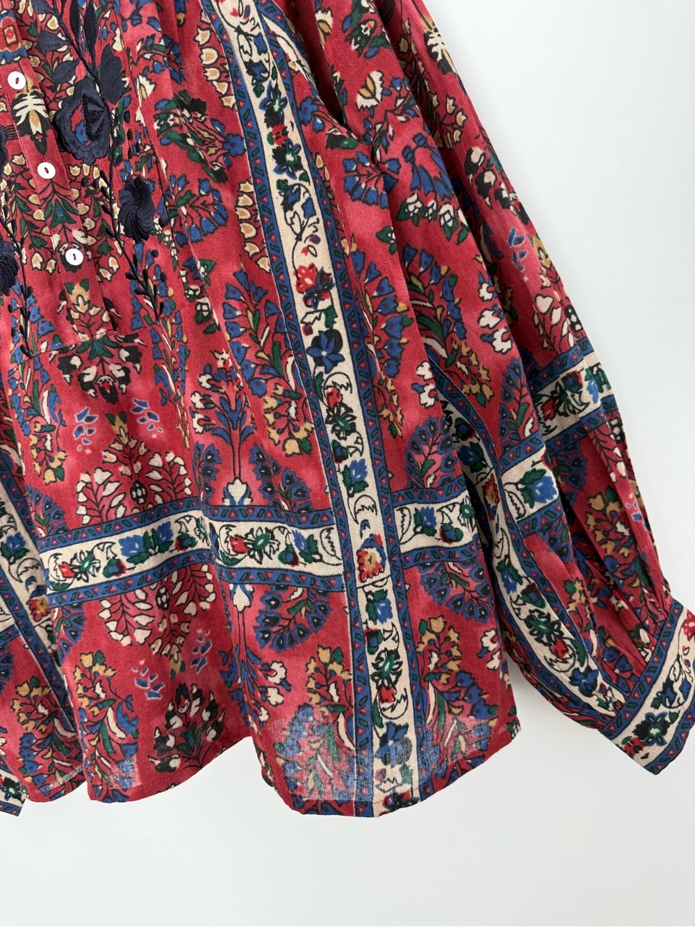 Antik Batik Tamir Embroidered Cotton Crepe Blouse - Picture 7 of 12